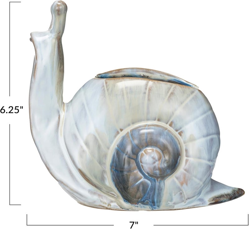 Creative Co-op Stoneware Snail Vase/Planter with Reactive Glaze, Multicolor - Image 3